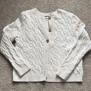 Lands' End Off-White Cable Knit Cardigan